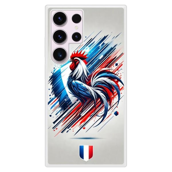 Förstärkt tryckt silikonskal kompatibelt med Samsung Galaxy S23 Ultra Coq Français