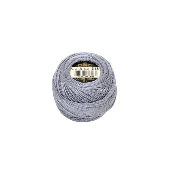 Broderigsgarn pärlat - DMC - 116 8-318 - Ljus stålgrå - Storlek 8 - 100% långfiberbomull
