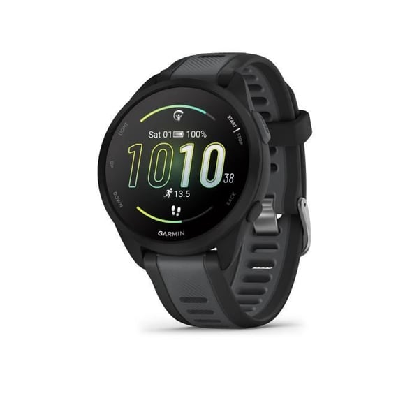Tilsluttet GPS-ur - GARMIN - Forerunner 165 - 1,2" - Sort med sort og grå rem