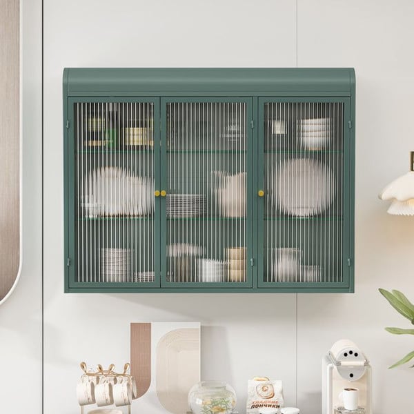 Glaskabinet - MUVOE - 3 døre - Væghængt - Mørkegrøn - Moderne design