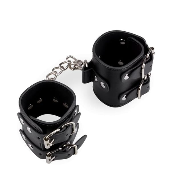 Svart läderhandledsmanchetter BDSM - Svart