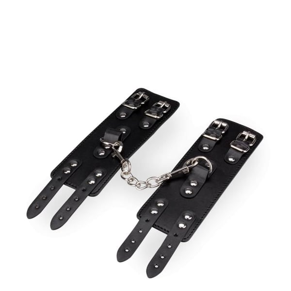 Svart läderhandledsmanchetter BDSM - Svart