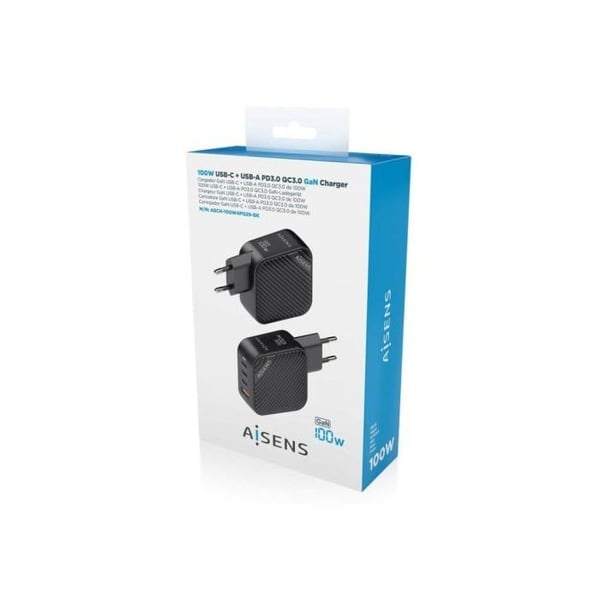 Väggladdare - Aisens - ASCH-100W4P029-BK - 100 W - Svart - USB-C