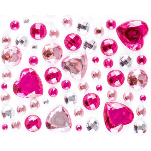 MégaCréa DIY - Strassklistermärken hjärta rosa 0,5 till 2 cm 50 stycken