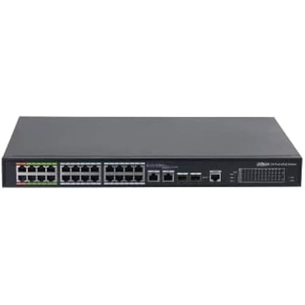 Switch - DAHUA - LR2226-24ET-360-V2 - 24 portar 10Base-T / 100Base-TX - 2 portar combo - Svart