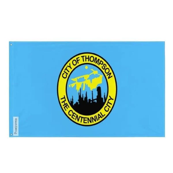 Thompson-flagga – 128 x 192 cm – Hållbar polyester – 2 metallöglor – Inomhus / Utomhus – Pixelforma