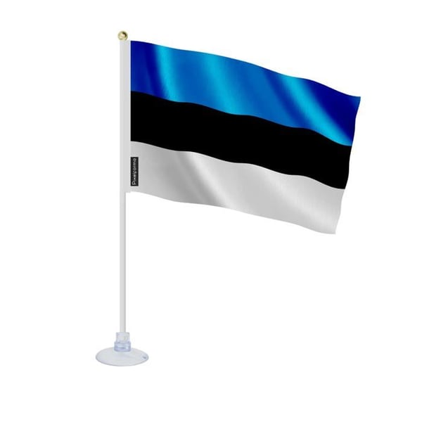 Mini Estlandflagga – Sugkopp – 14 x 21 cm – För Släta Ytor – Polyester – 1 styck – Pixelforma