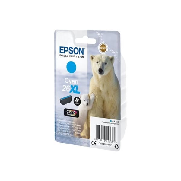 Bläckpatron - EPSON - 26XL - Cyan - 9,7 ml - Kompatibel med Expression Premium XP-510 till XP-820