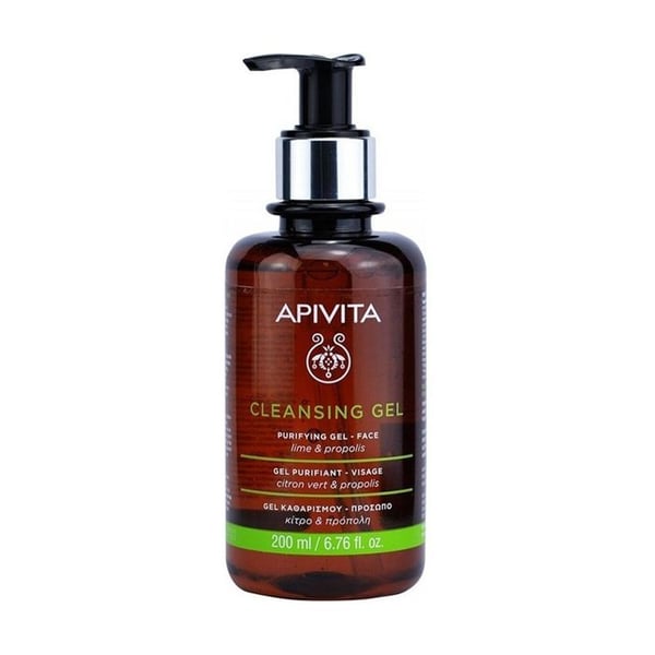 Apivita Rengöringsgel Propolis och Lima 200ml. Produktens egenskaper: Rengöring: Gel Typ av hud: Fet hud, Hud