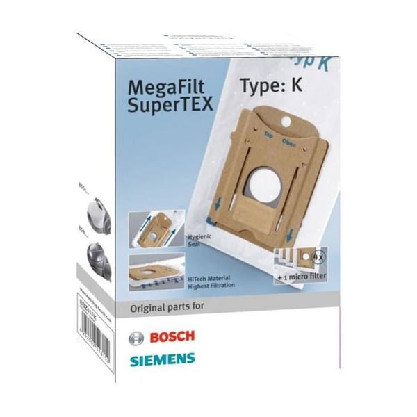 Reservsäckar - BOSCH - Typ. K MegaFilt® SuperTEX - 4 säckar - Mikro-Hygienfilter - Hermetisk säck