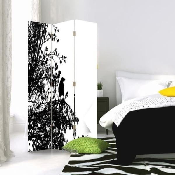 Legendarte - Skärm - Skiljevägg med Front / Back Print Forest Silhouette cm. 110x150 (3x)