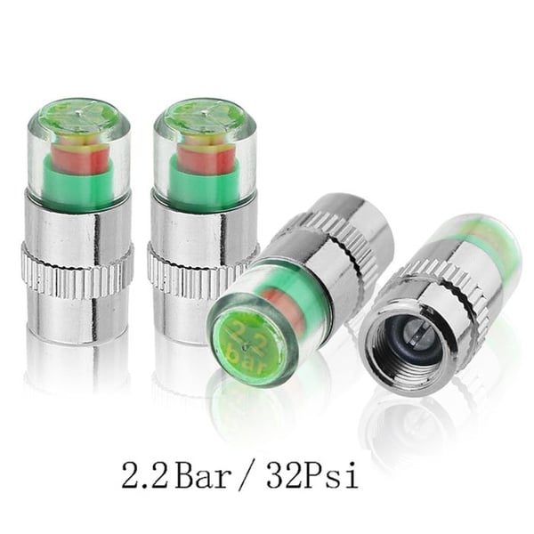 YCCP4Pcs/Set 2.0/2.2/2.4Bar Däcktrycksmätare för bil 30/32/36PSI Varning för ventilkåpor diago~4813