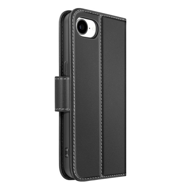 Plånboksfodral för iPhone 16 i premiumläder med stuntfunktion svart