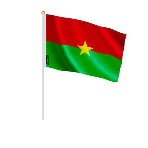 Mini Flagga av Burkina Faso – 14 x 21 cm – Att Hålla i Hand – Polyester – 1 styck – Pixelforma