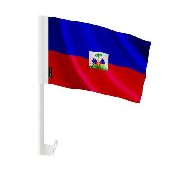 Flagga Bil Haiti – 14 x 21 cm – Polyestertyg – Fäste på Fönster – 10 stycken – Pixelforma