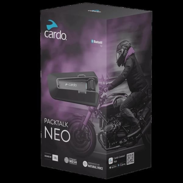 Intercom Bluetooth - CARDO - PACKTALK NEO SOLO - Vattentålig IP67 - Röststyrning - DMC 2Gen