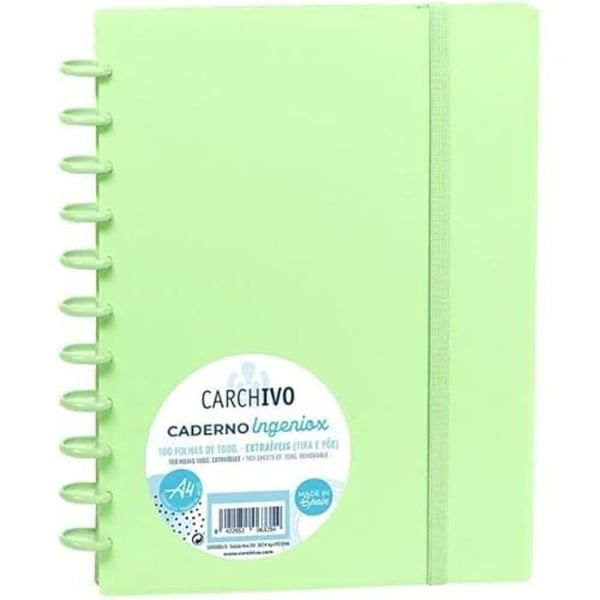 Anteckningsbok - CARCHIVO Ingeniox A4 - 100 blad - Ljusgrön - Stora rutor Seyès