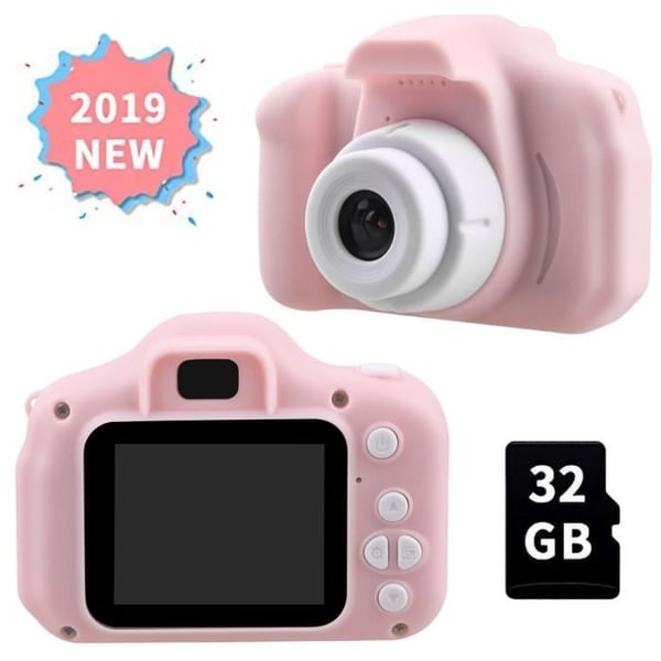 Barnkamera - ALLONSCD - HD 1080p Mini Digitalkamera Uppladdningsbar - Stötsäker - Rosa