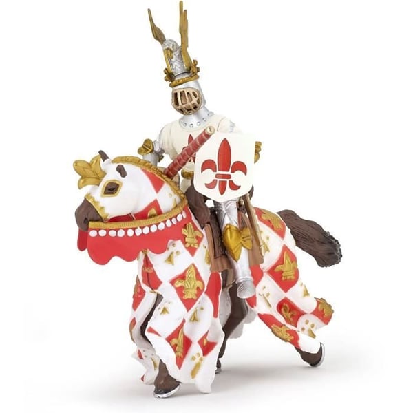 White Horse Fleur de Lys Figurine - PAPO - DEN MEDELTIDA VÄRLDEN - För barn