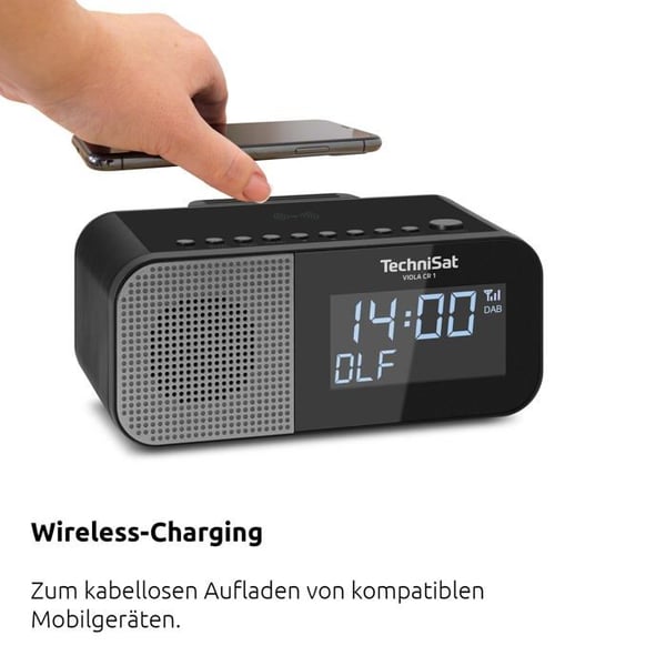 Radioväckare - TECHNISAT - 0000/2969 - DAB+ och FM - Trådlös laddning - Snooze-funktion