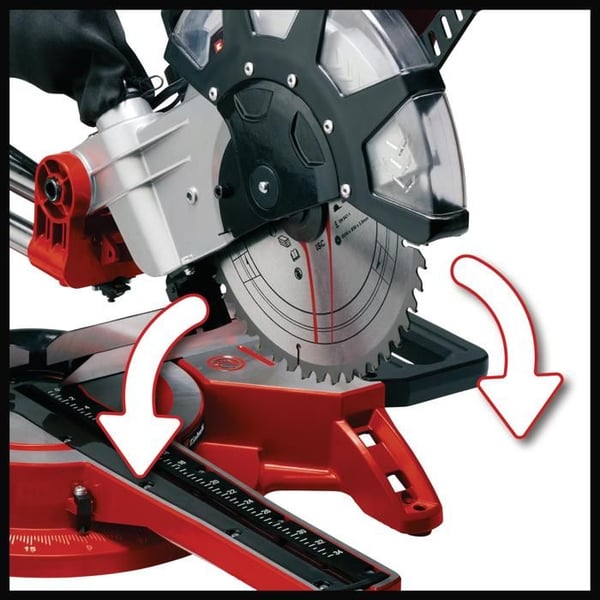 Einhell Radialkapmaskin TC-SM 2534/1 Dual (maximal effekt 2350 W, integrerad glid, vinklingsbart såghuvud)