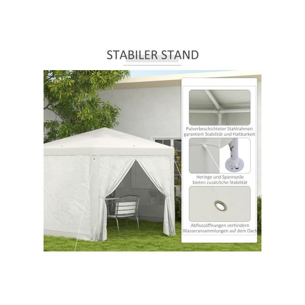 Festtelt - MUVOE - Hexagonal 4x4m - Polyester og metal - Farve creme - Beskyttelse mod insektaler