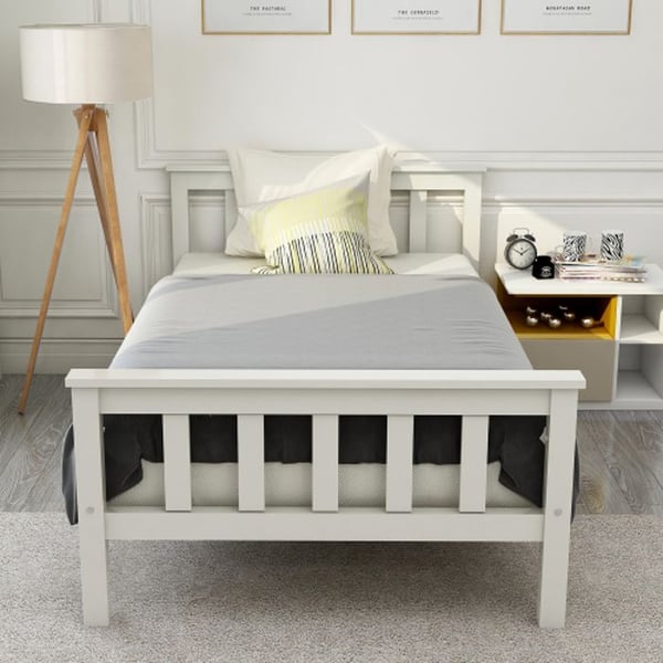 Seng i massivt træ - MUVOE - 90 x 200 cm - Hvid - Minimalistisk design - 1 plads