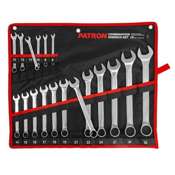 Gaffelnyckel - platt nyckel King Tony Set med 18 platta nycklar (8-32 mm) på duk