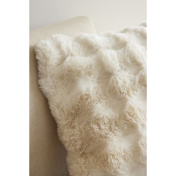 Dämpad tryckt avtagbar polyester imitation päls "Astra" alla mått Le fil d'Ariane - Astra Ivoirm - Dämpad 50 x 50 cm