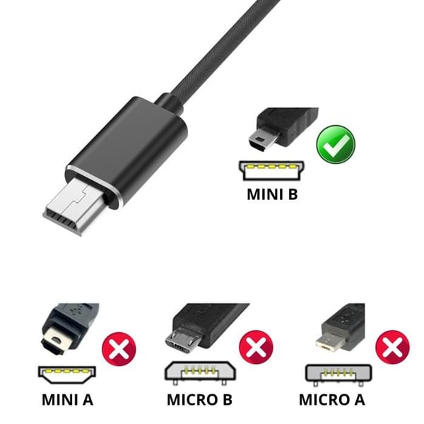 Kabel för Alcatel One Touch CHROME/E206/E221/E227/E230/E801/E805/I650 - Mini B/USB-C svart 1 meter Phonillico®