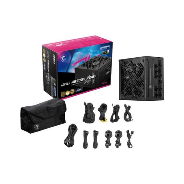 Strømforsyning - MSI - MPG A850GS - 850 Watt - 100% modulær - Overholder moderne specifikationer