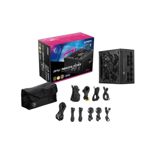 Strømforsyning - MSI - MPG A850GS - 850 Watt - 100% modulær - Overholder moderne specifikationer