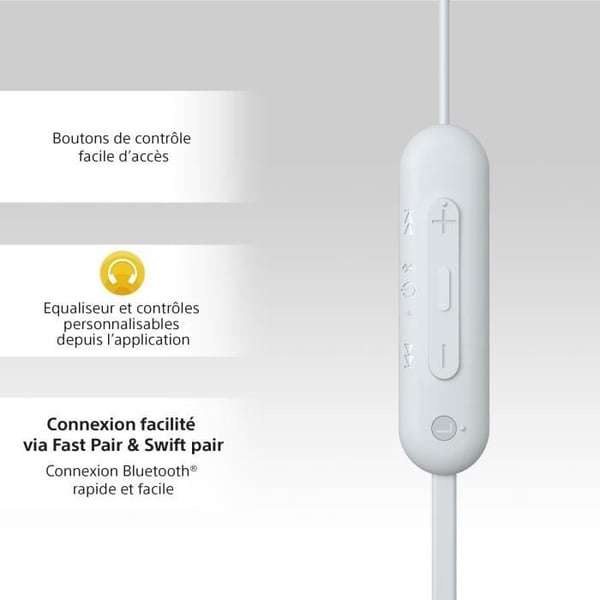 Vattentäta trådlösa in-ear hörlurar vita - 25 timmars batteritid - SONY WI-C100 - Tillbehör - HÖG-TEK