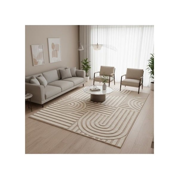 Modern geometrisk beige matta, digitaltryck, halkfri, tvättbar 7 mm, vardagsrum sovrum (Dimension: 80x150 cm) Modern geometrisk beige matta, digitaltryck, halkfri, tvättbar 7 mm, vardagsrum sovrum (Dimension: 80x150 cm)