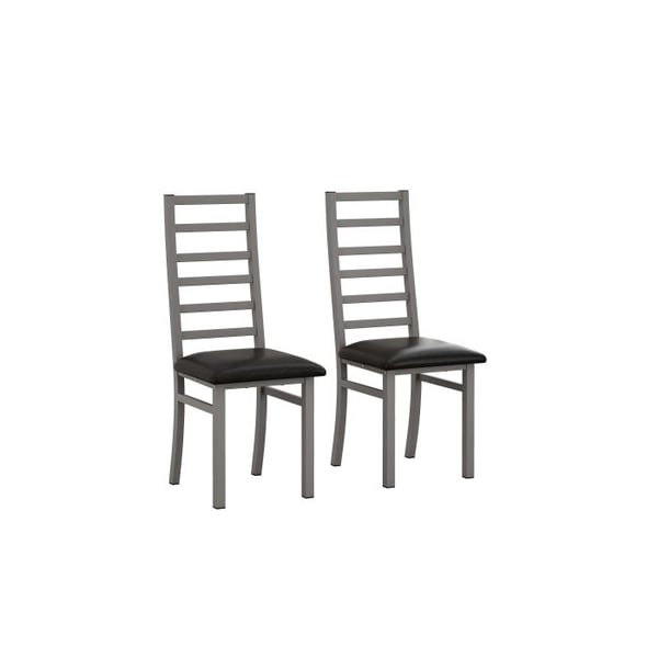 Spisestuestole - MUVOE - Sæt af 2 - Metal med PU læder sæde - Grå - Moderne design