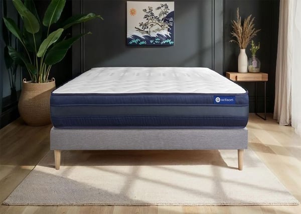Madrass- och boxspringset 135x190 cm - Actilatex Tech - Grå boxspringkit
