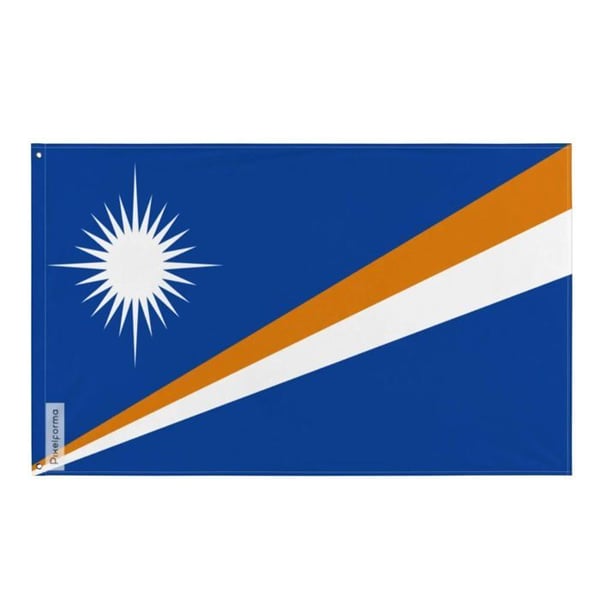Marshallöarnas flagga – 120 x 180 cm – Hållbar polyester – 2 metalöglor – Inomhus / Utomhus – Pixelforma