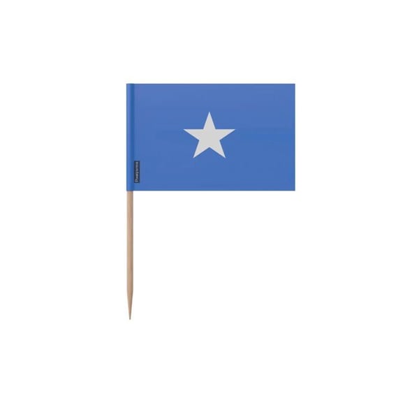 Tandpetare Somalias flagga - 8 cm - 100 stycken - Självhäftande plast - Bambuspinn - Pixelforma