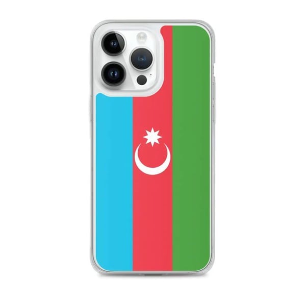 Mobilskal – Azerbajdzjans flagga – Kompatibel med iPhone 14 Pro Max – Mjuk skal – Slitstark och stötabsorberande – Pixelforma
