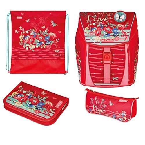 Skolväska - HERLITZ - Filo Light Plus - Vintage Love - Röd - Primär - Tjej