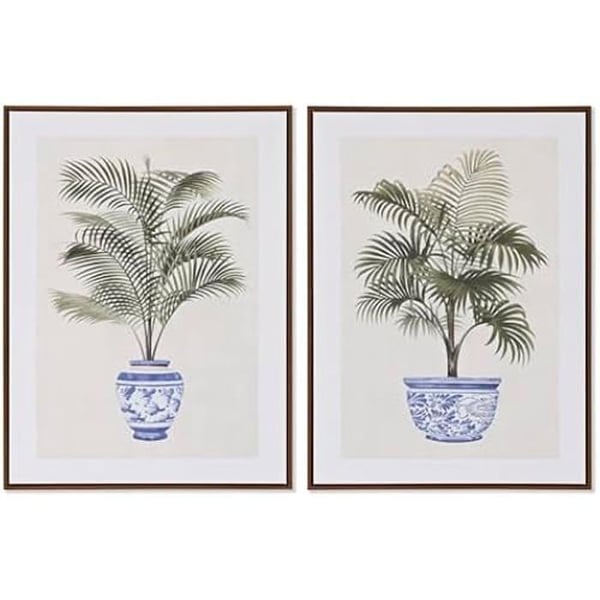 Målning - HOME ESPRIT - koloniala palmer - Flerfärgad - 60 x 80 cm - 2 enheter