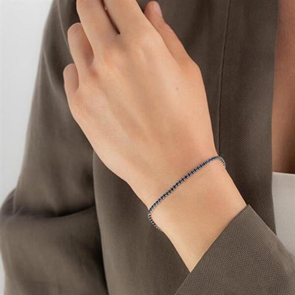 Armband - AGAIN JEWELRY - AJNR0002 - Silver - Blå Zircon Kub - 16 cm + 3 cm förlängning