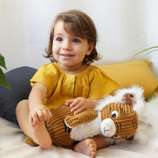 Peluche Les Deglingos Tiger Junior 22 cm - Brun - Blød og Plysset Peluche