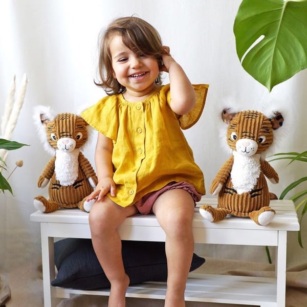 Peluche Les Deglingos Tiger Junior 22 cm - Brun - Blød og Plysset Peluche