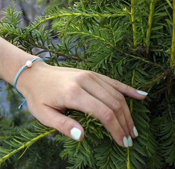 Armband - AGB567 - Cottontåg - Äkta vattenpärlor - Rhodiumpläterad silver