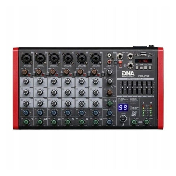 Kompakt ljudmixare - DNA PROFESSIONAL - DNA CM8-DSP - 8 kanaler - Bluetooth - USB - MP3 - 6 kombinationsingångar XLR