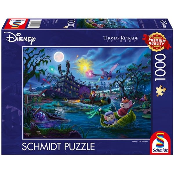 Pussel - SCHMIDT SPIELE - Räddarna Bernard och Bianca - 1000 bitar - 69,3 x 49,3 cm - Thomas Kinkade-kollektion
