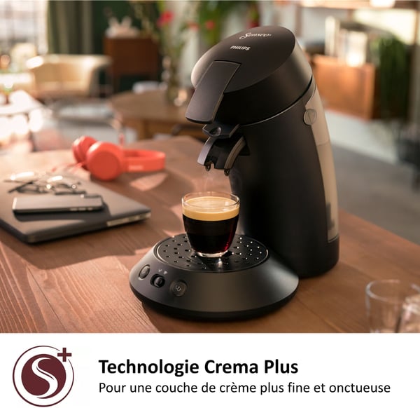 Kaffebryggare med kapslar - PHILIPS - SENSEO - CSA210/61 - Original Plus - Djup svart