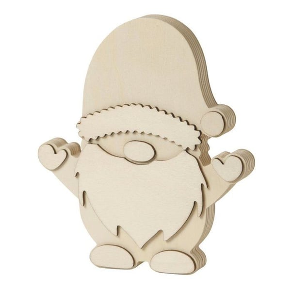 MégaCréa DIY - Gnome Lutin i rått trä att ställa 18 x 15 x 1,5 cm