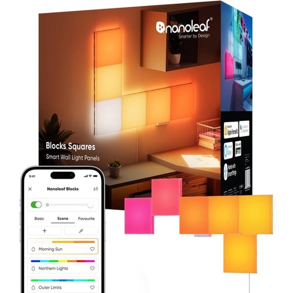 Nanoleaf Blocks Startpaket | 6 Färgade RGBW LED-rutor, Dynamisk Belysning